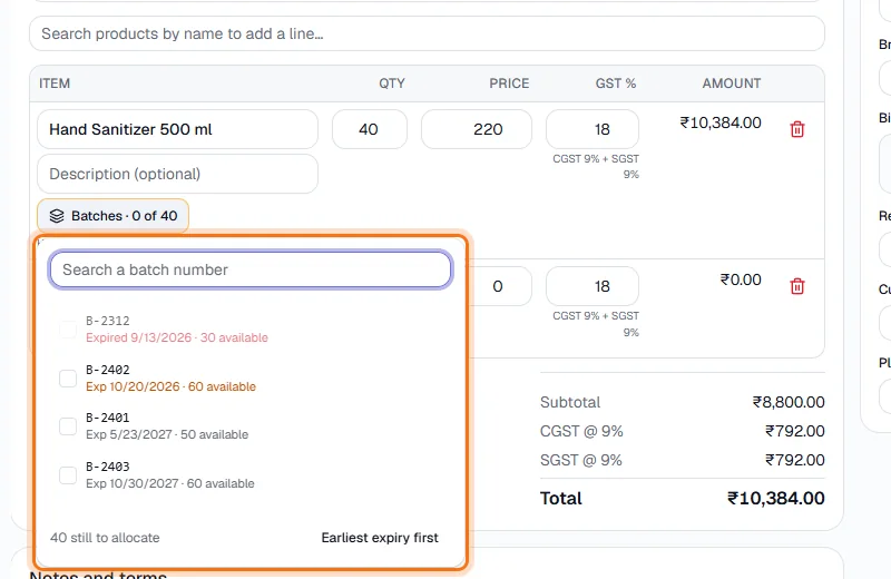 Batches & Expiry - See what each batch holds