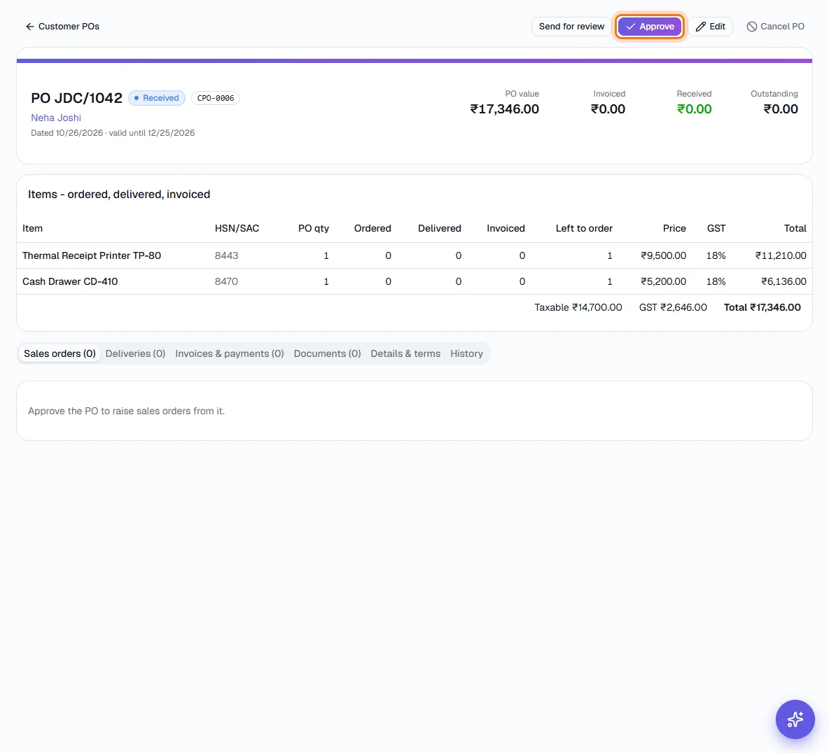 Customer POs - Review it