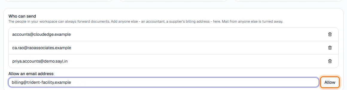 Email Forwarding - Allow other senders