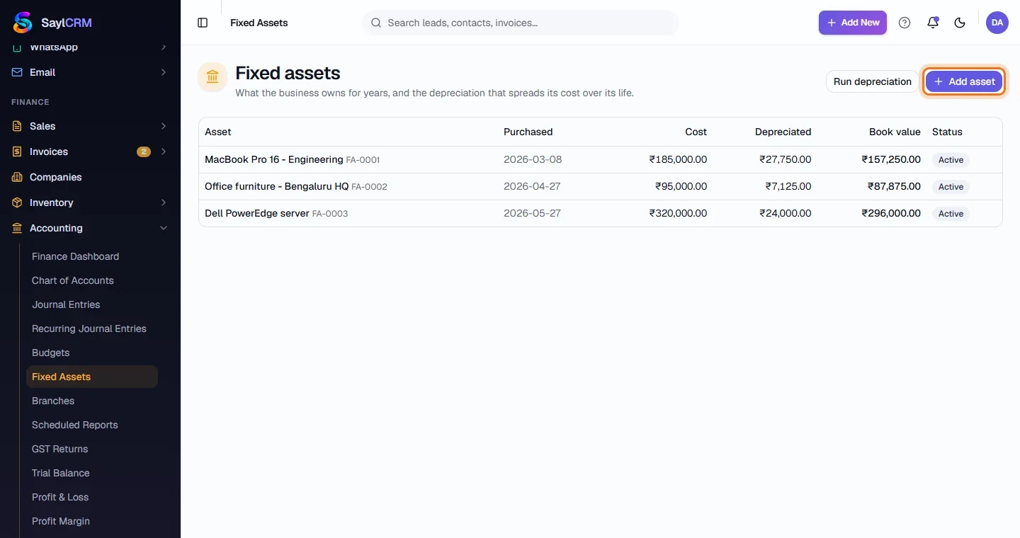 Fixed Assets - Open Fixed Assets