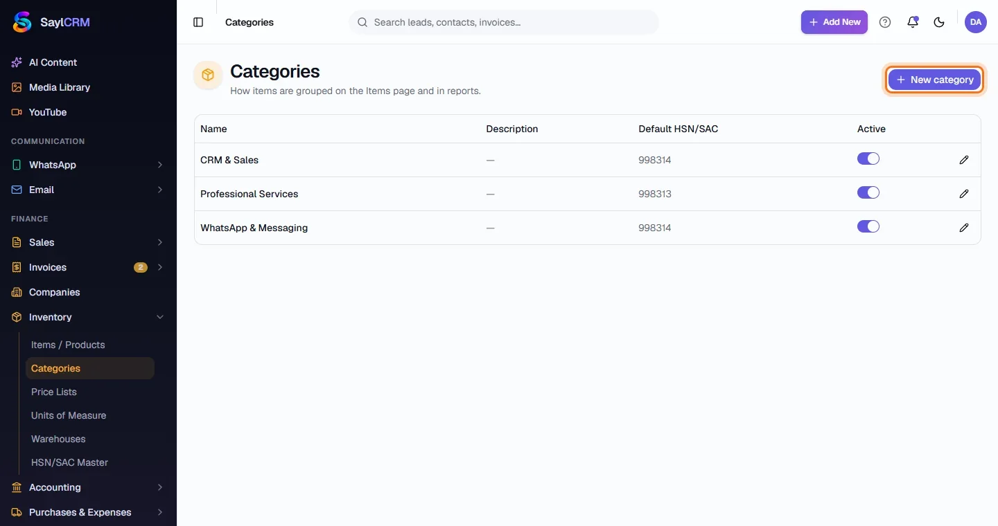 Categories - Open Categories