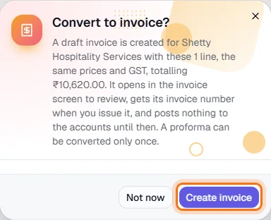 Proforma Invoices - Confirm the conversion