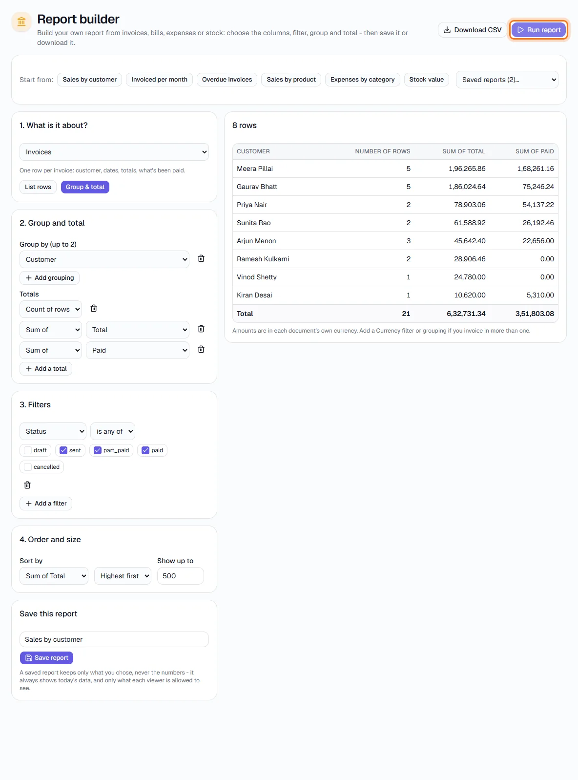 Report Builder - Run the report