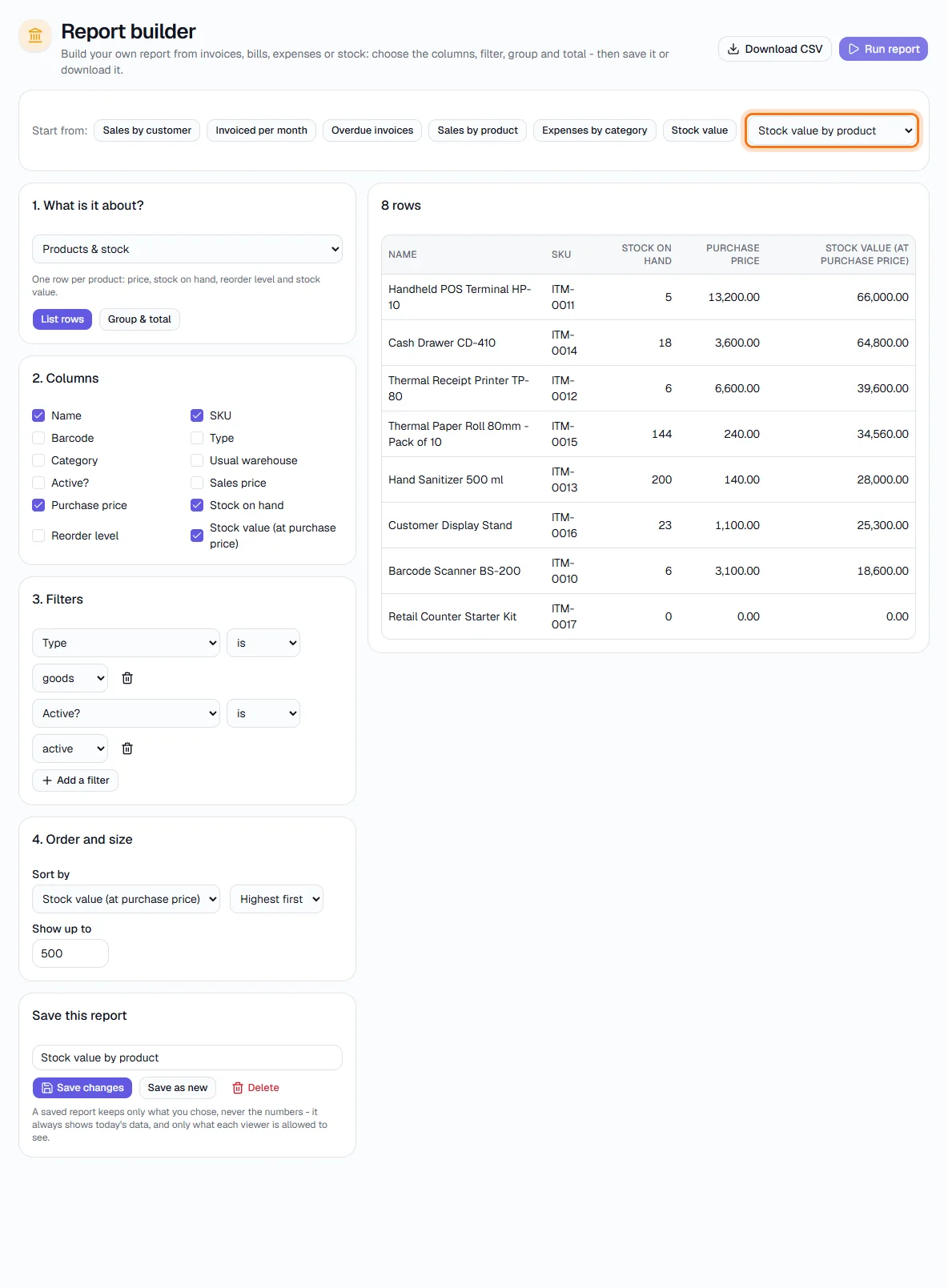 Report Builder - Open a saved report