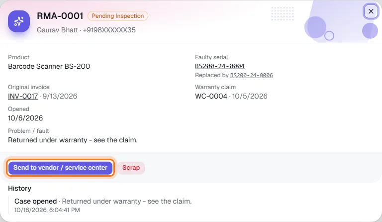 Faulty Material / RMA - Inspect the case