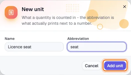 Units of Measure - Name the unit and set its abbreviation