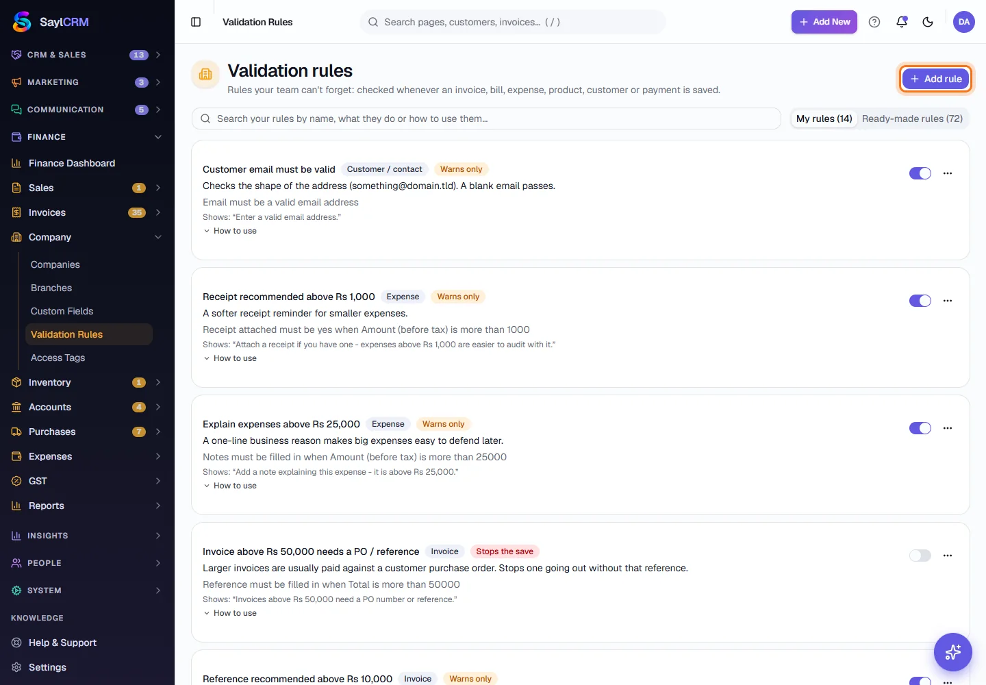 Validation Rules - Open Validation Rules