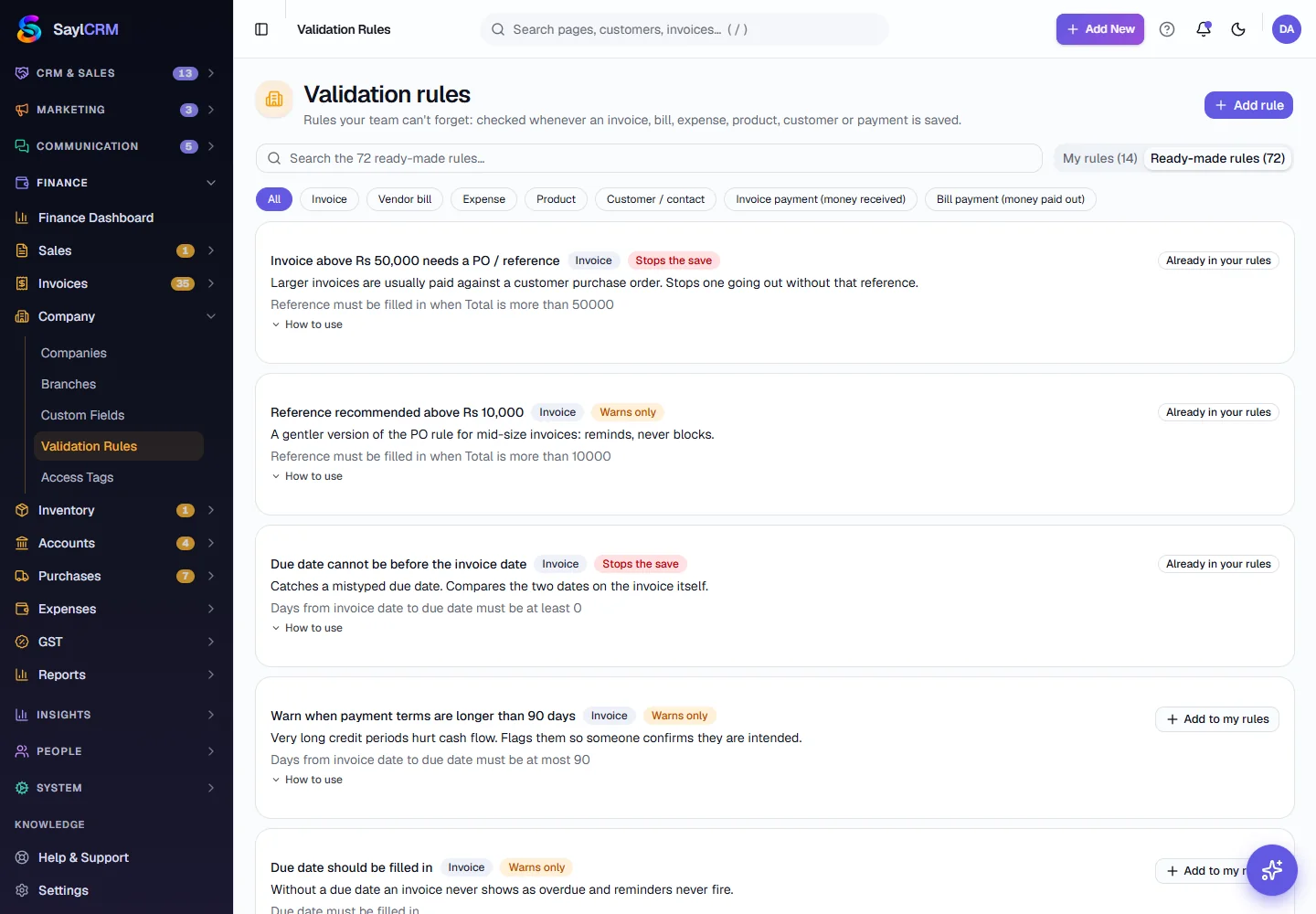 Validation Rules - Browse the ready-made rules