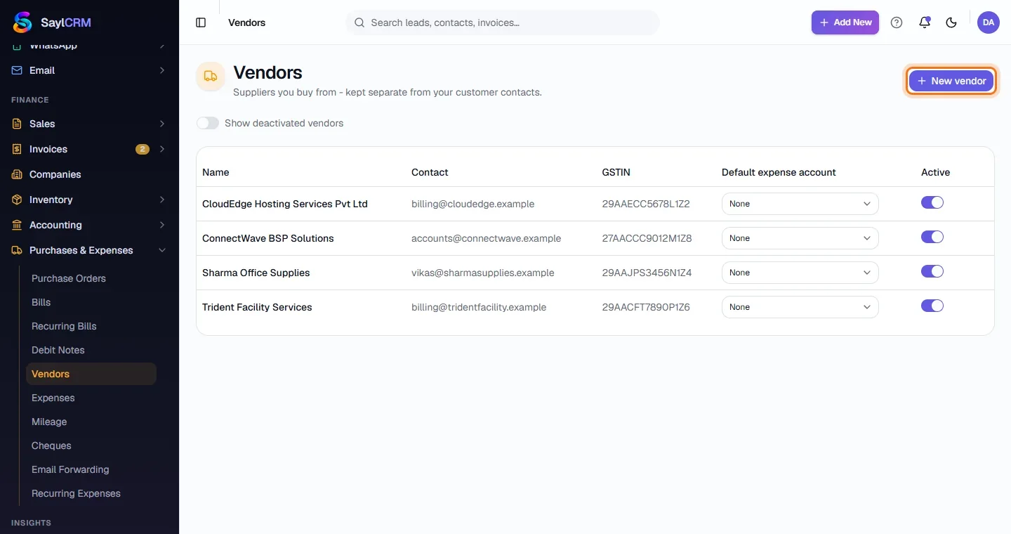 Vendors - Open Vendors