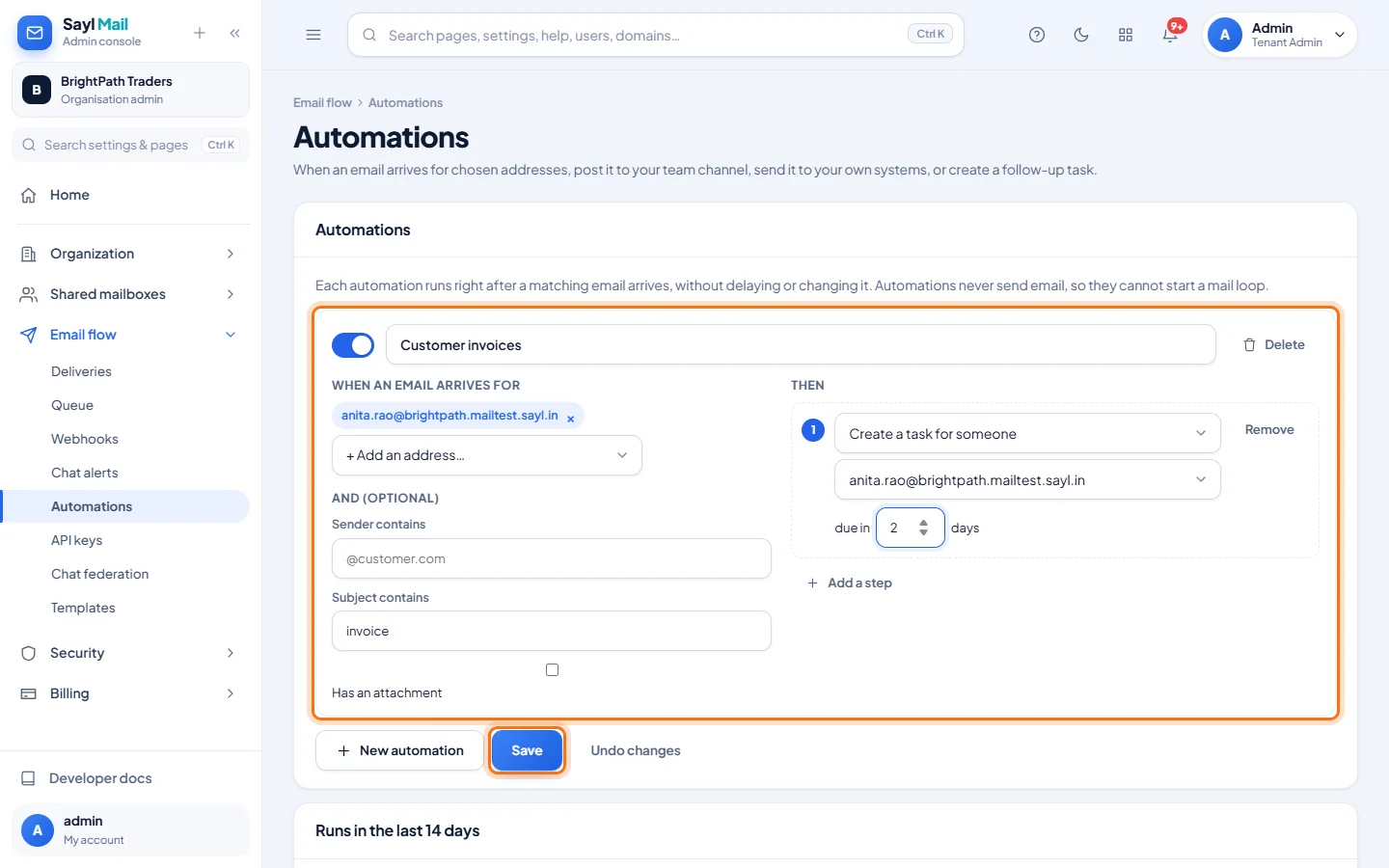 Automations: Create the automation