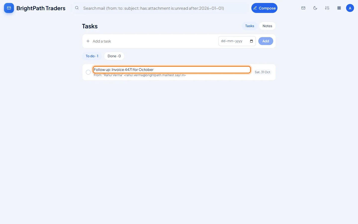 Automations: The task appears in the person's Tasks