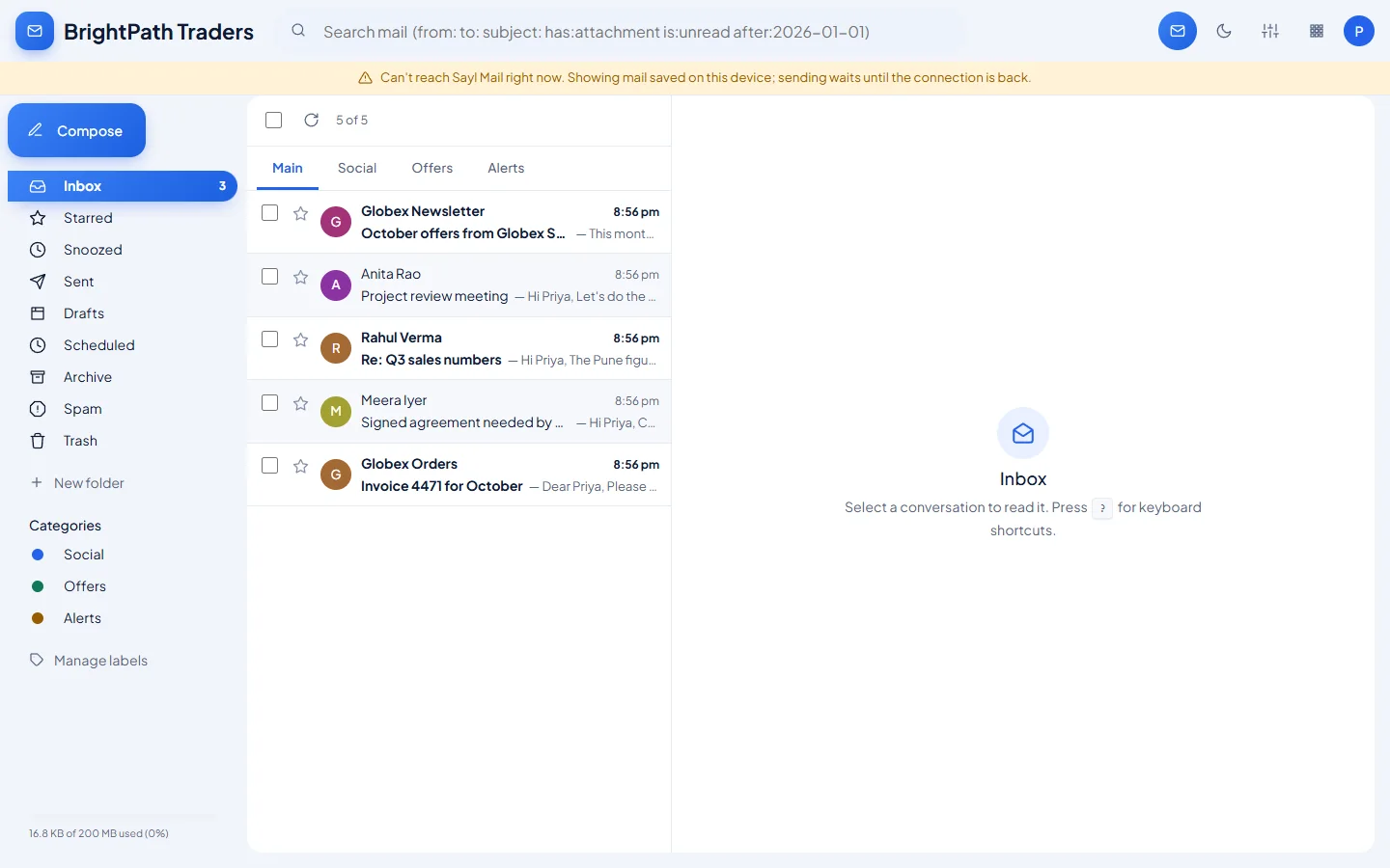 Offline webmail: Without a connection, your mail is still there